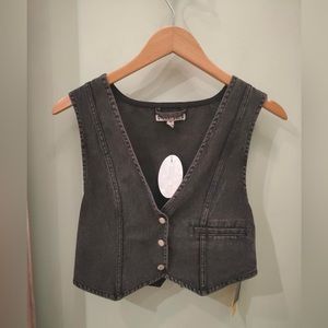 Signature8 Crop Denim Western Snap Button Vest